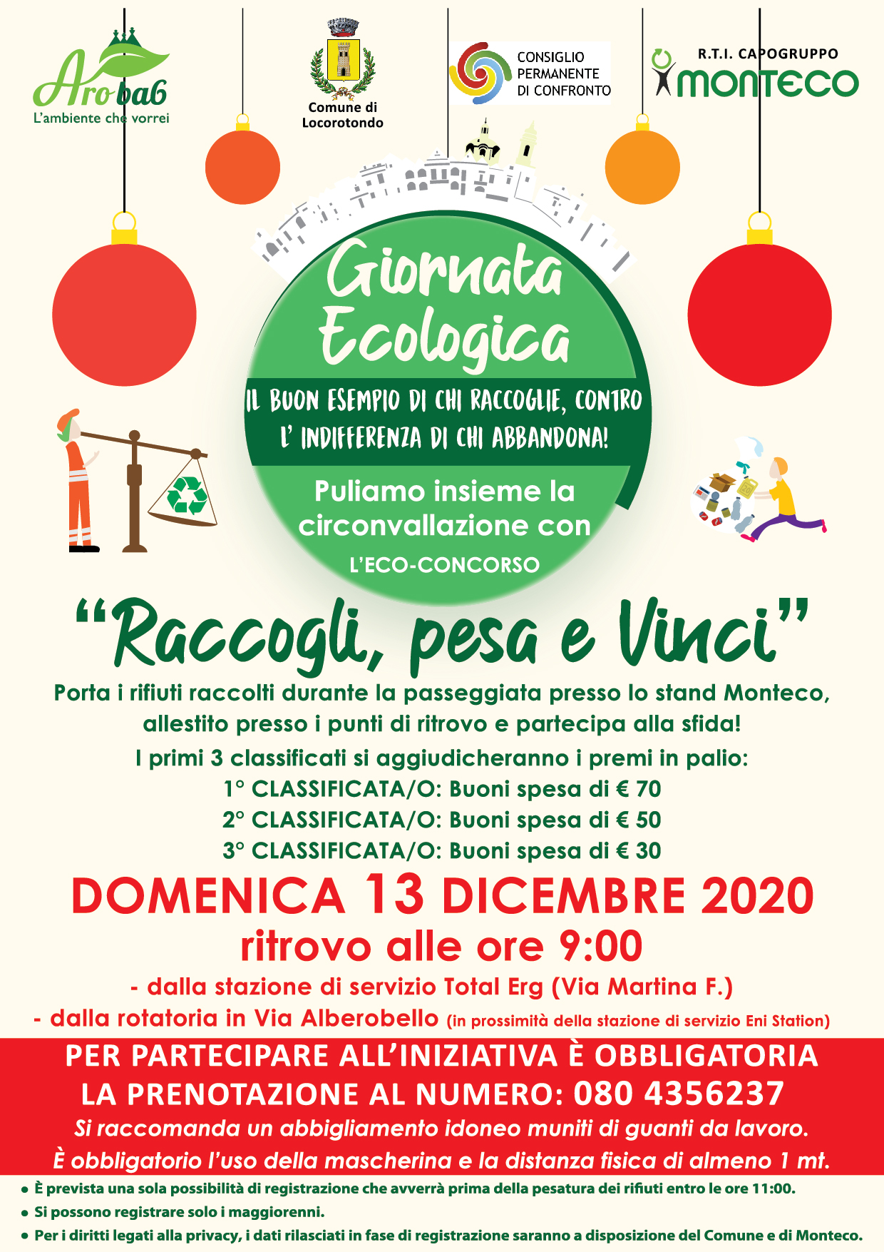 LOCOROTONDO: Rinviata a domenica 13 dicembre la Giornata ecologica di pulizia della circonvallazione